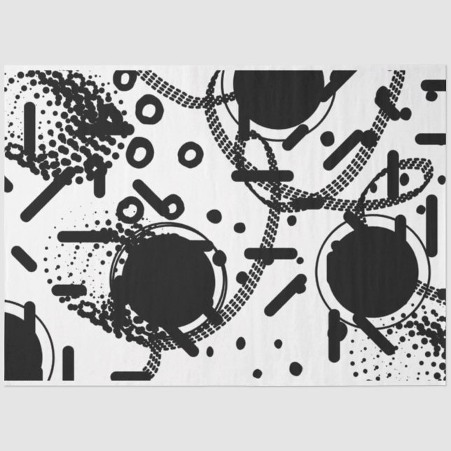 Artist Black White Large Abstract Line Dot Texture Tissue Paper (Front)