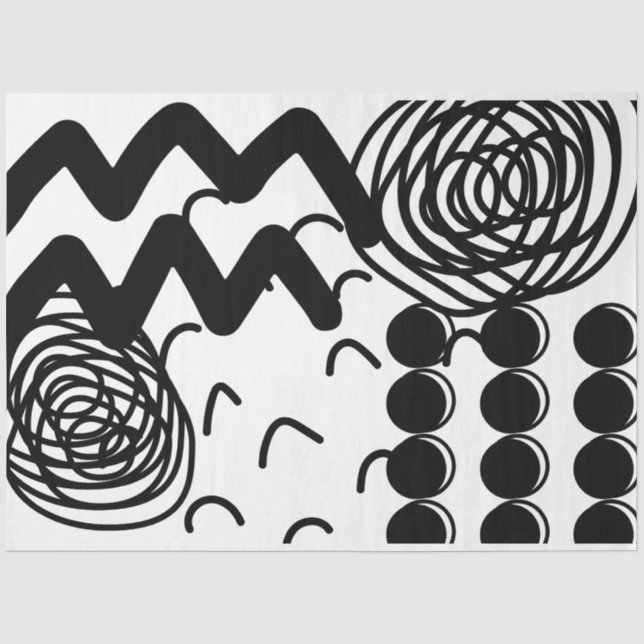 Artist Black White Large Abstract Mountain Texture Tissue Paper (Front)