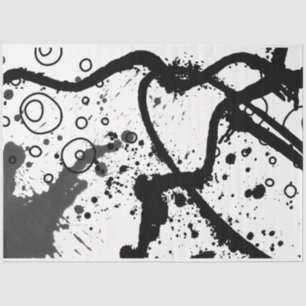 Artist Black White Large Abstract Paint Splatter Tissue Paper
