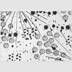 Artist Black White Large Abstract Spiral Texture Tissue Paper