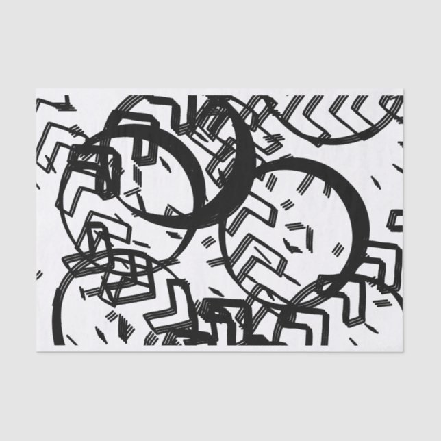 Artist Black White Large Circle Chevron Texture Tissue Paper (Front)