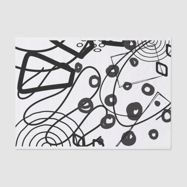 Artist Black White Large Circle Doodle Texture Tissue Paper (Front)