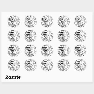 Artist Black White Scribbles Doodles Background Classic Round Sticker