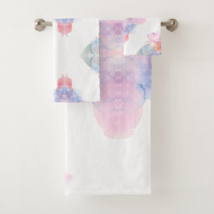 Artist Blue and Pink Watercolor Bath Towel Set