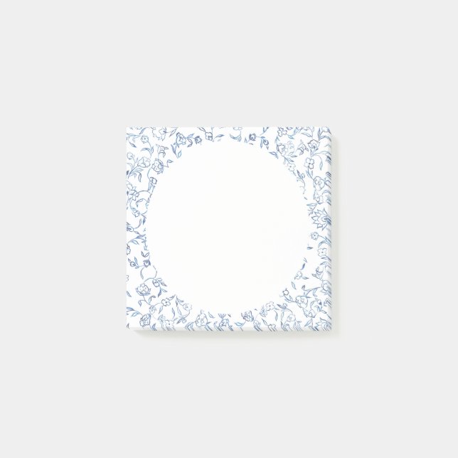 Artist blue tiny trellis florals post it post-it notes (Front)