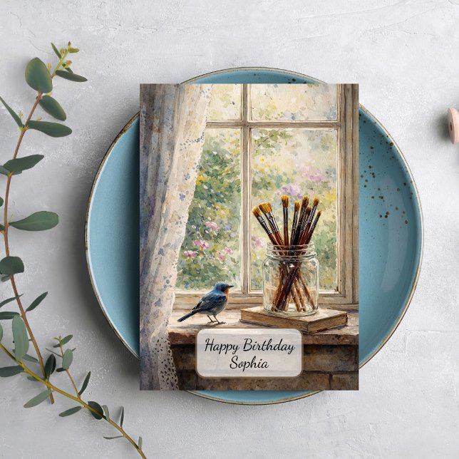 Artist Brushes Window Scene Card (Creator Uploaded)