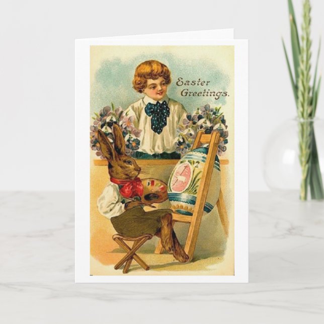 Artist Bunny Easter Greeting Card (Front)