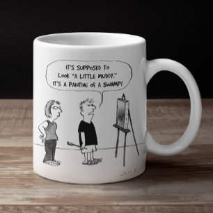 Artist Cartoon   Funny Art Teacher, Art Critic Coffee Mug