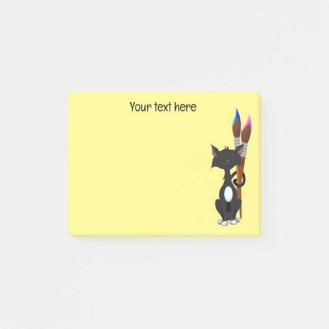 Artist Cat Personalised  Post-it Notes (Front)