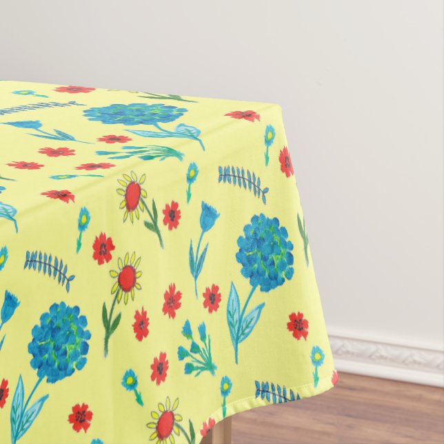 Artist Chic watercolor yellow floral print Tablecloth (In Situ)