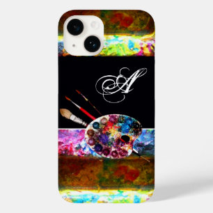 ARTIST COLOR PALETTE AND BRUSHES MONOGRAM Black Case-Mate iPhone 14 Case