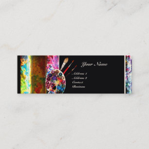ARTIST COLOR PALETTE AND BRUSHES MONOGRAM MINI BUSINESS CARD