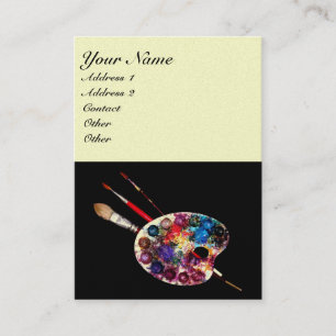 ARTIST COLOR PALETTE ,black,gold metallic paper Business Card