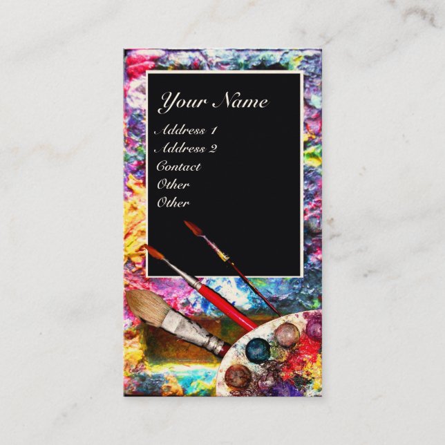 ARTIST COLOR PALETTE MONOGRAM Painter,Art Supplies Business Card (Front)
