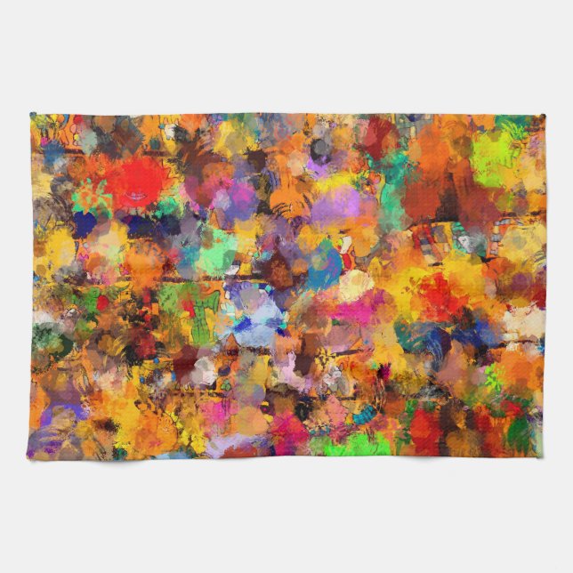 Artist Colour Abstract Art Dab Tea Towel (Horizontal)