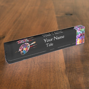 ARTIST COLOUR PALETTE AND BRUSHES ,black Nameplate