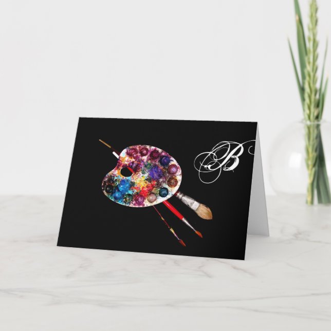 ARTIST COLOUR PALETTE MONOGRAM NOTE CARD (Front)