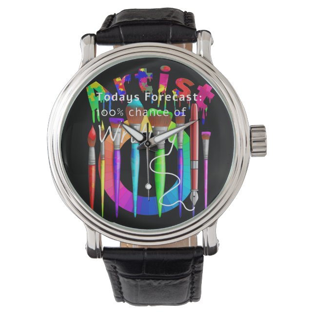 Artist Colour Wheel Paints Brushes Watch (Front)