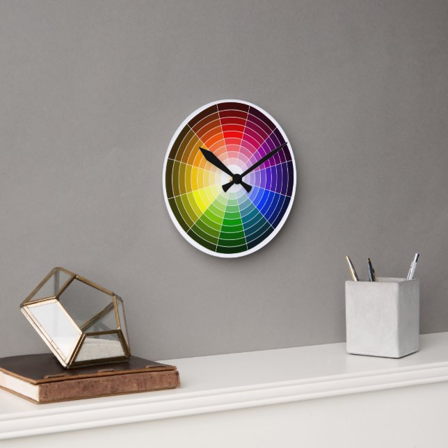 Artist Colour Wheel Rainbow Round Clock (Office)
