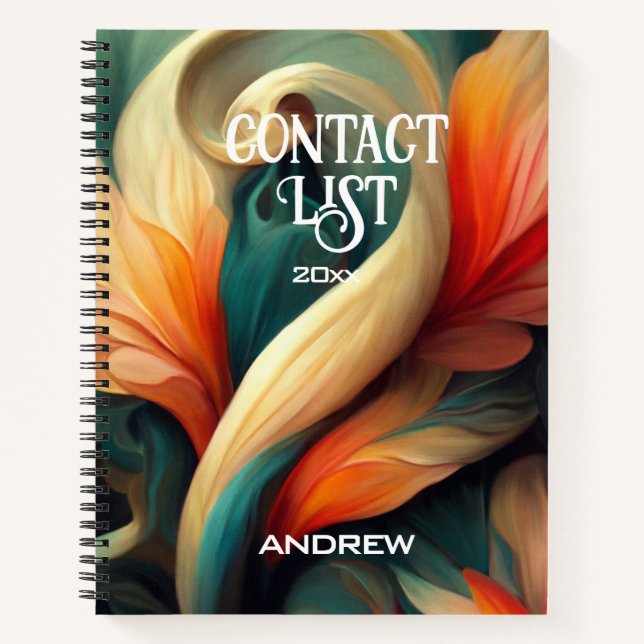 ARTIST CONTACT LIST - Abstract Swirls Notebook (Front)