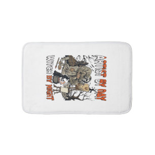 Artist Day Witch Night Halloween Skeleton Painter Bath Mat