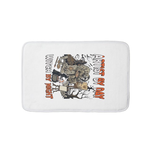 Artist Day Witch Night Halloween Skeleton Painter  Bath Mat (Front)