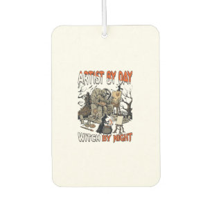 Artist Day Witch Night Halloween Skeleton Painter Car Air Freshener