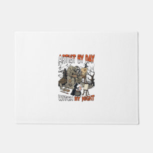Artist Day Witch Night Halloween Skeleton Painter Doormat