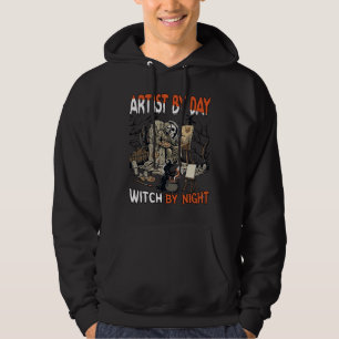 Artist Day Witch Night Halloween Skeleton Painter Hoodie