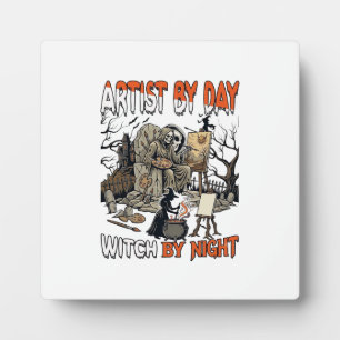 Artist Day Witch Night Halloween Skeleton Painter Plaque