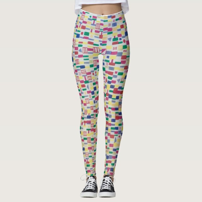 Artist-designed tights, full length, happy colors leggings (Front)