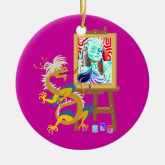 artist dragon paints your portrait on Ornament