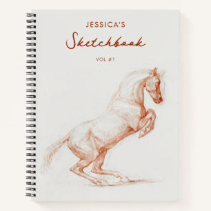 Artist Drawing Art Horse Sketchbook Custom Name Notebook