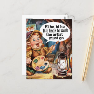 Artist Dwarf Sings Herself Back To Work Postcard