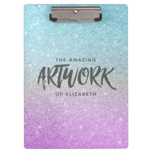 Artist Elegant Blue Purple Glitter Clipboard