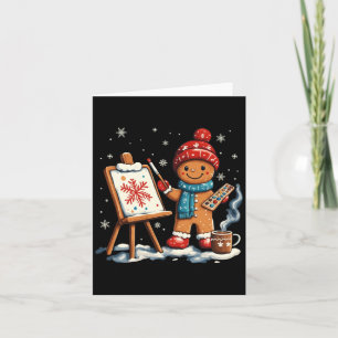 Artist Gingerbread Painter Art Teacher Student Chr Card