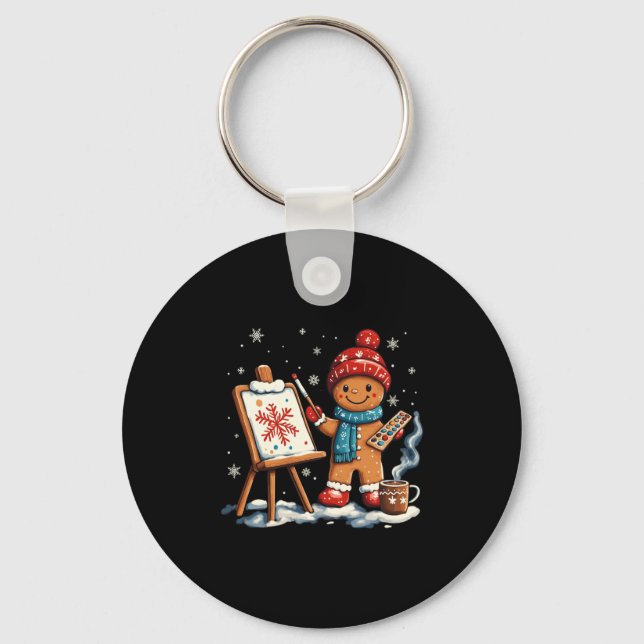 Artist Gingerbread Painter Art Teacher Student Chr Key Ring (Front)