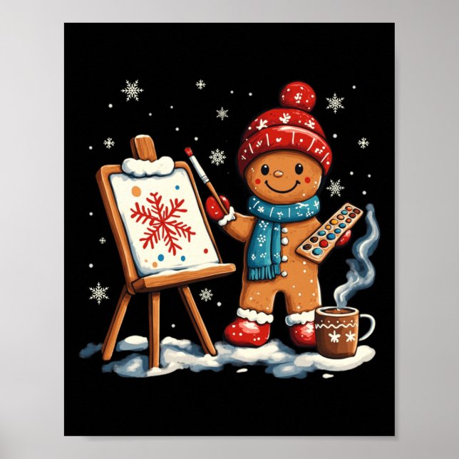 Artist Gingerbread Painter Art Teacher Student Chr Poster (Front)