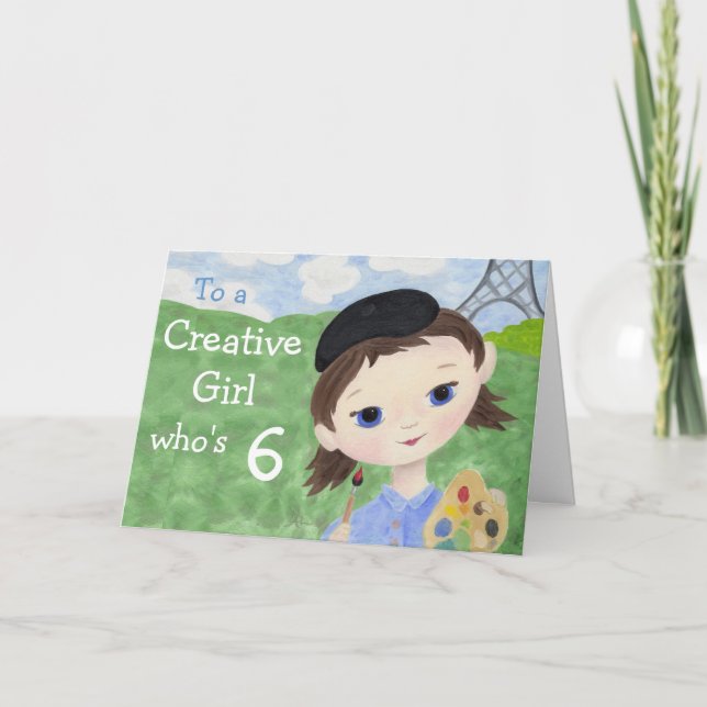 Artist Girl 6th birthday card (Front)