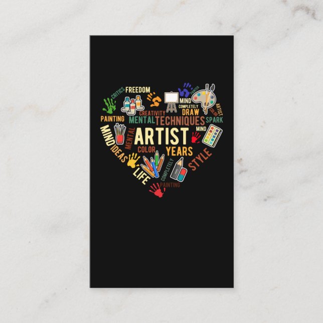 Artist Heart Love Drawing Art Business Card (Front)