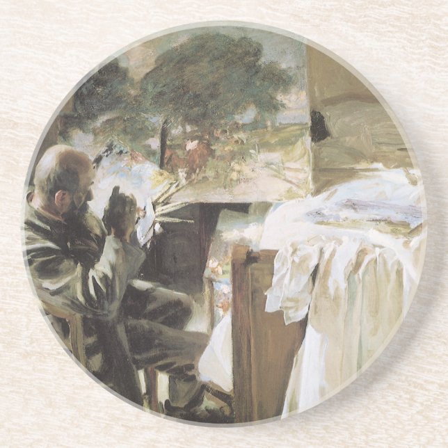 Artist in His Studio by John Singer Sargent Coaster (Front)