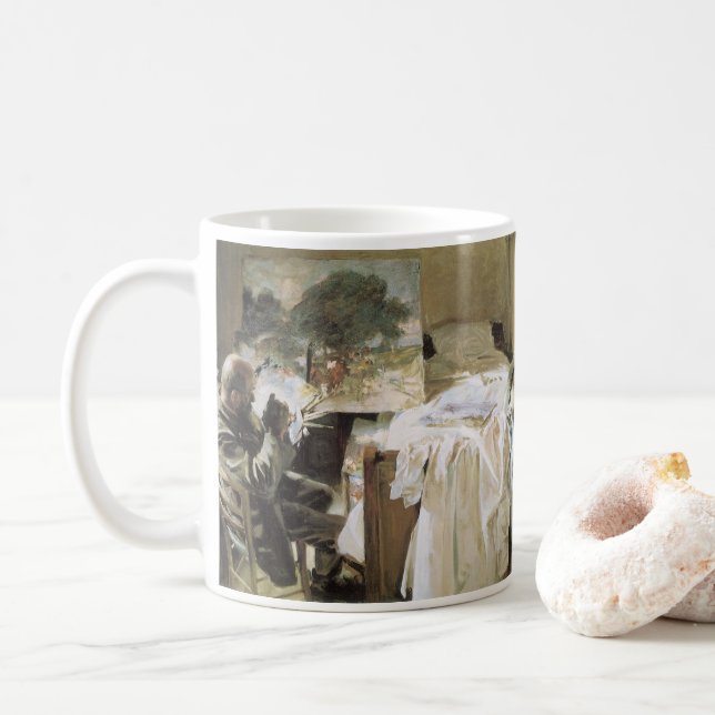 Artist in His Studio by John Singer Sargent Coffee Mug (With Donut)
