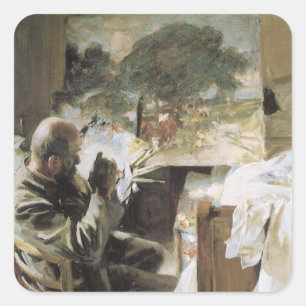 Artist in His Studio by John Singer Sargent Square Sticker