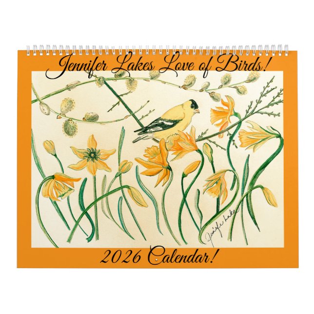 Artist Jennifer Lake’s 2026 Bird Calendar (Cover)