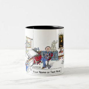 Artist - Male Cartoon by PrintedPerfection.com  Two-Tone Coffee Mug