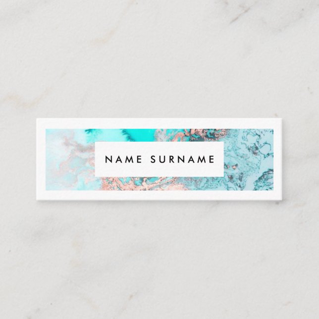 Artist Marble Gold Watercolor Mini Business Card (Front)