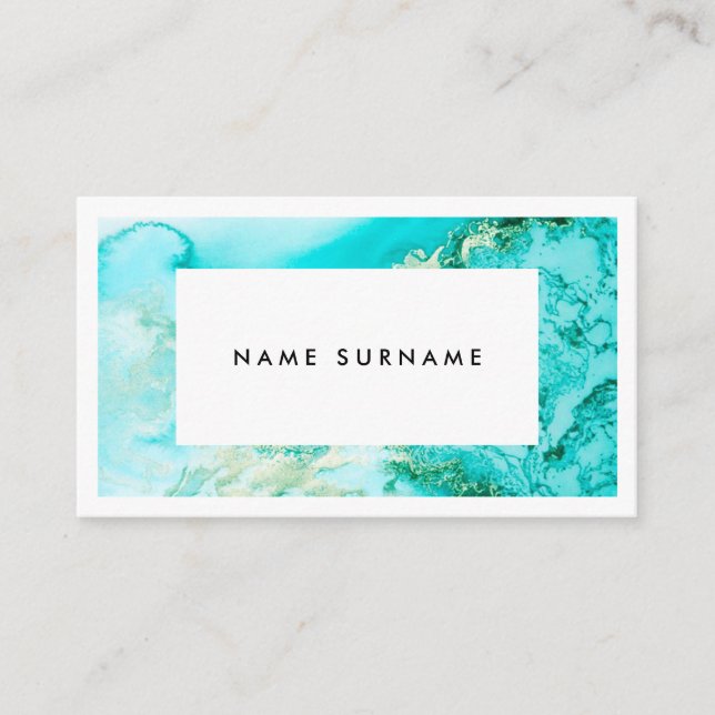 Artist Marble Mint Gold Watercolor Business Card (Front)