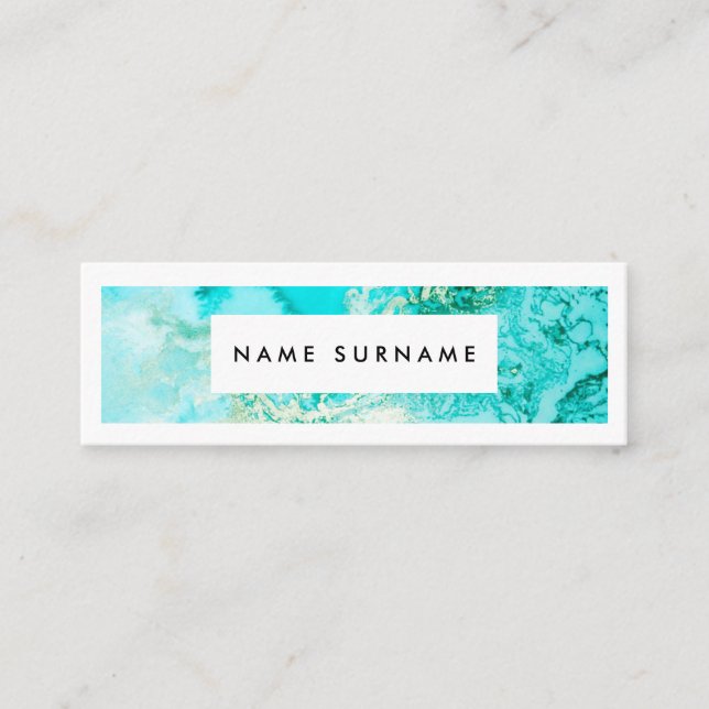 Artist Marble Mint Watercolor Mini Business Card (Front)