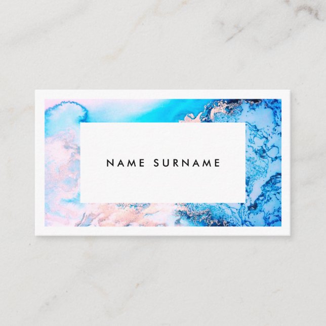 Artist Marble Pink Silver Watercolor Business Card (Front)