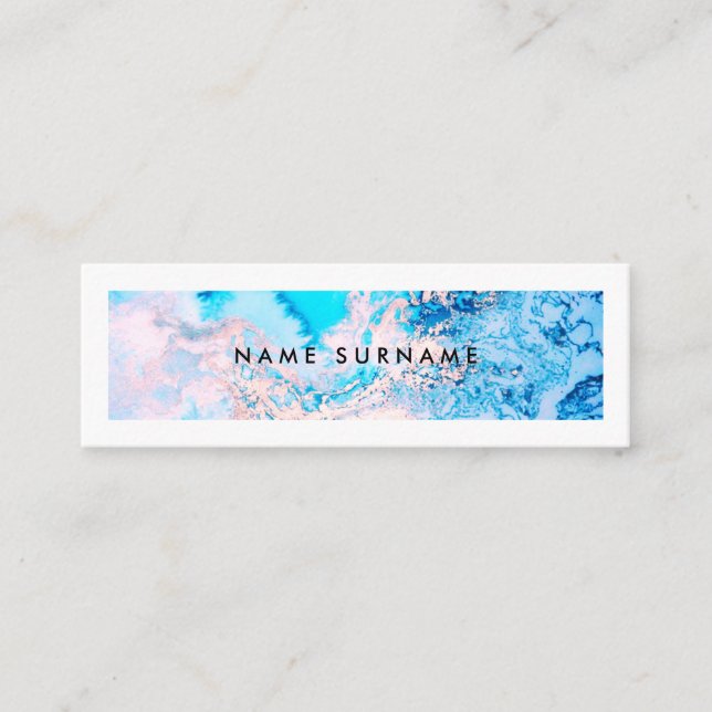 Artist Marble Pink Watercolor Mini Business Card (Front)